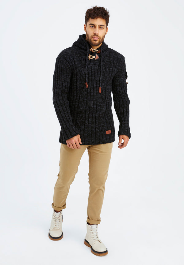 Leif Nelson Strickpullover Grobstrick Mit Kapuze