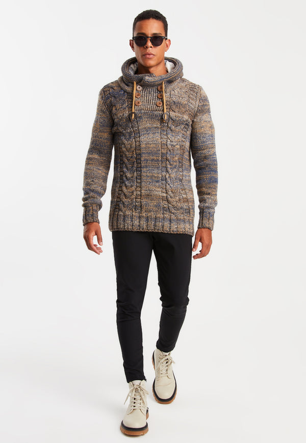 Leif Nelson Strickpullover Grobstrick Mit Kapuze