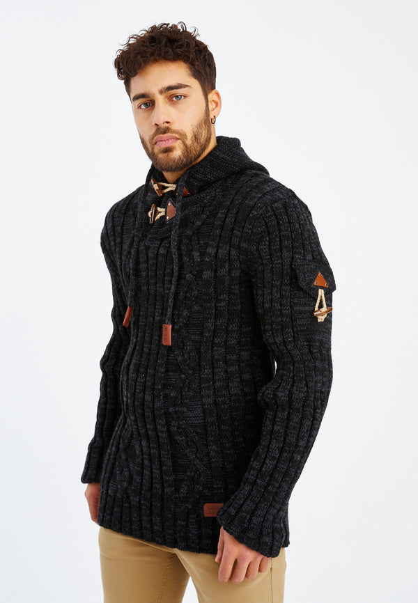 Leif Nelson Strickpullover Grobstrick mit Kapuze