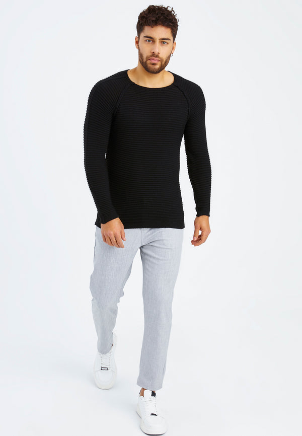 Leif Nelson Strickpullover Grobstrick Rundhals