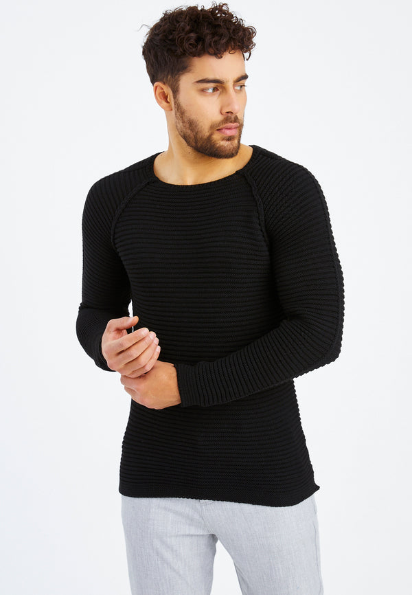 Leif Nelson Strickpullover Grobstrick Rundhals