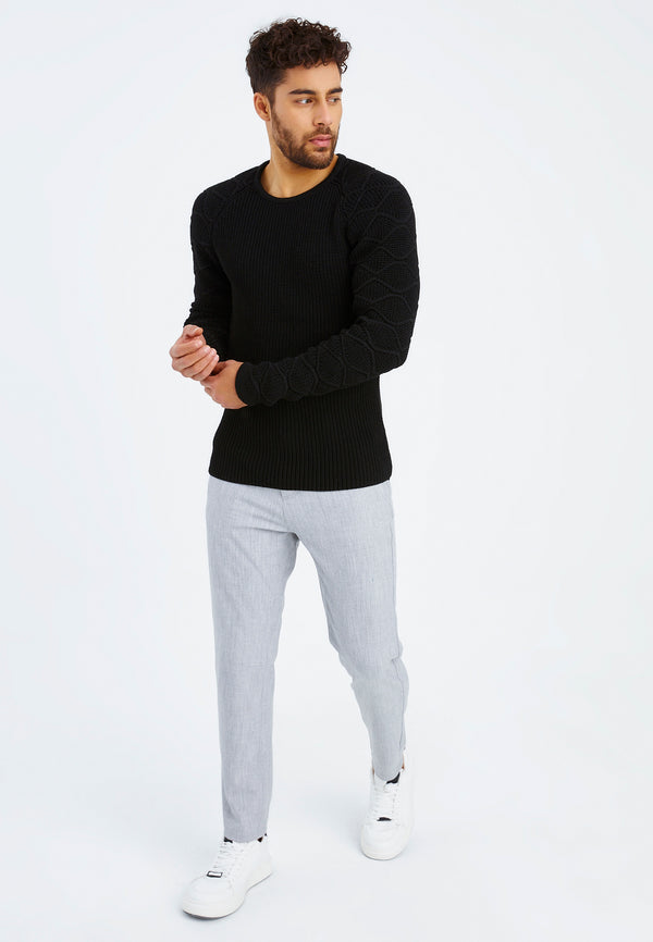 Leif Nelson Strickpullover Grobstrick Rundhals