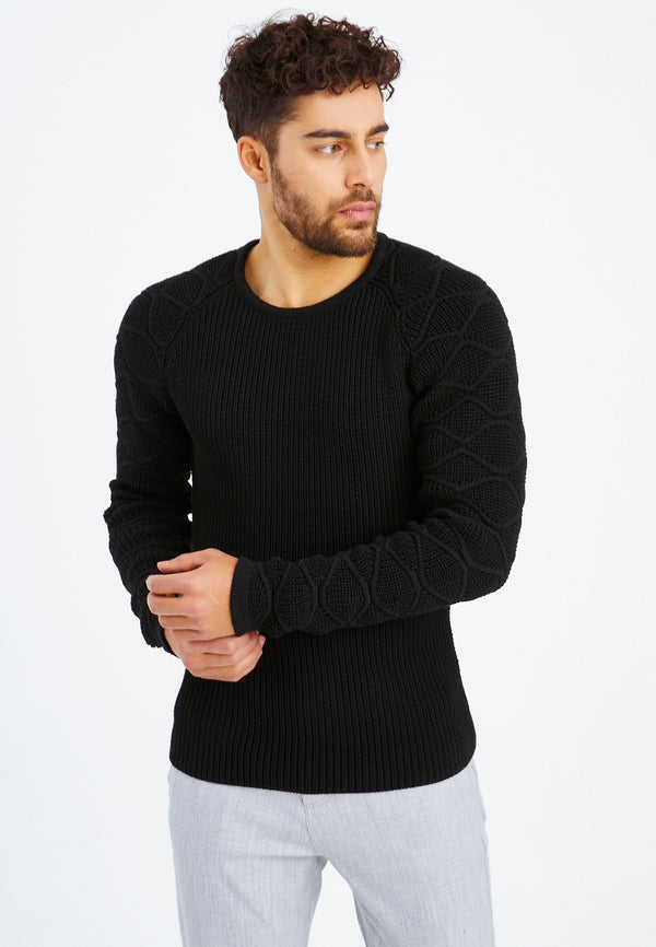 Leif Nelson Strickpullover Grobstrick Rundhals