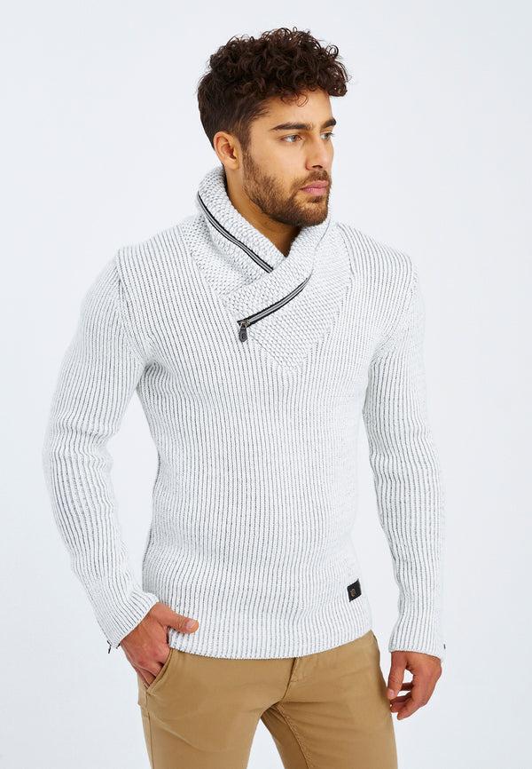 Leif Nelson Strickpullover Grobstrick Schalkragen