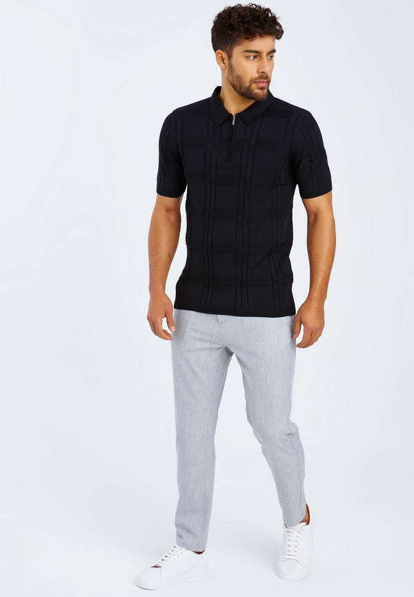 Leif Nelson Polo-Shirt Feinstrick Mit Reißverschluss