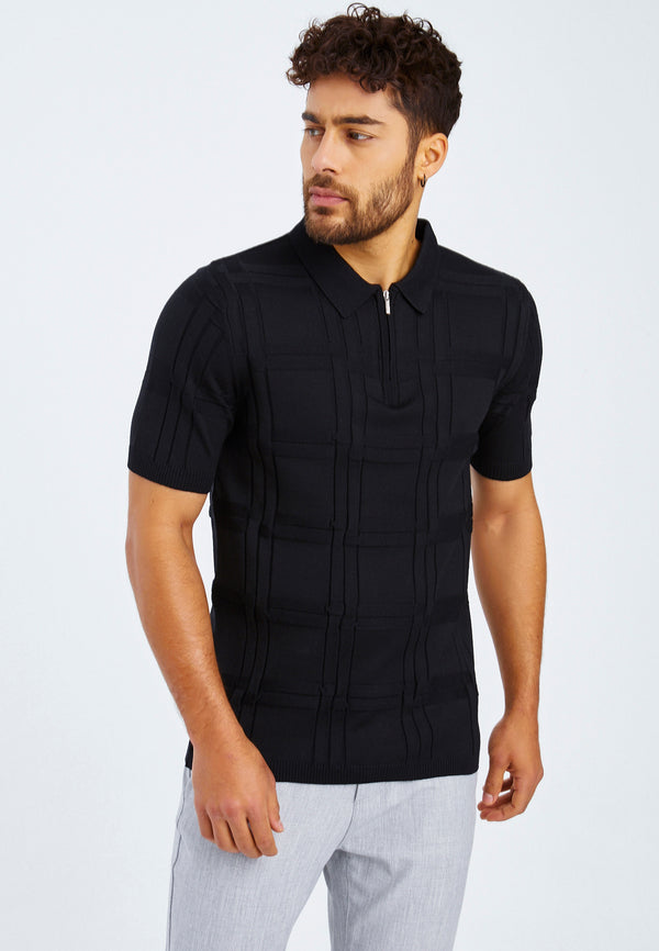 Leif Nelson Polo-Shirt Feinstrick mit Reißverschluss