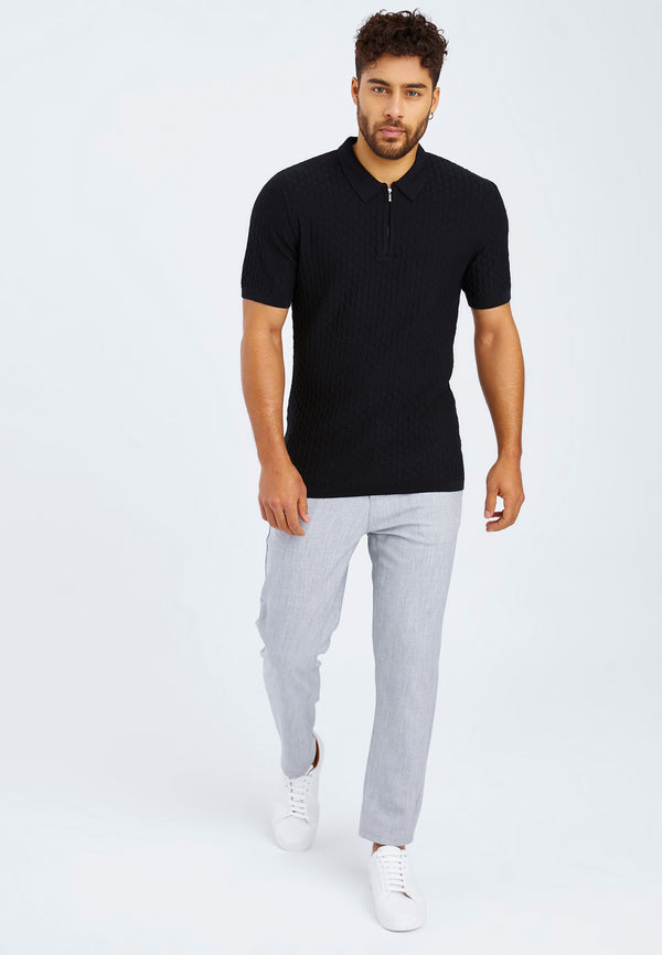 Leif Nelson Polo-Shirt Feinstrick Mit Reißverschluss