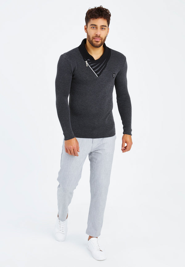 Leif Nelson Strickpullover Feinstrick Mit Schalkragen