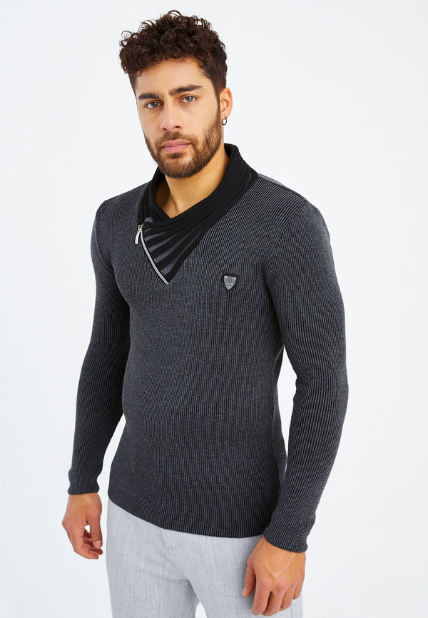 Leif Nelson Strickpullover Feinstrick mit Schalkragen