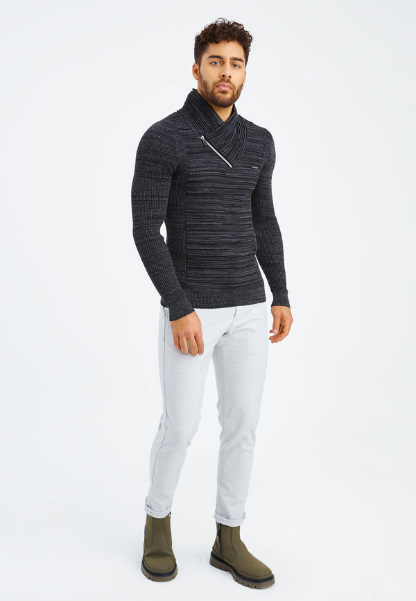 Leif Nelson Strickpullover Feinstrick Mit Schalkragen