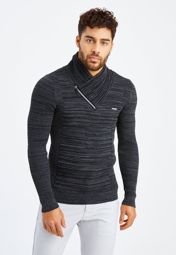 Leif Nelson Strickpullover Feinstrick mit Schalkragen