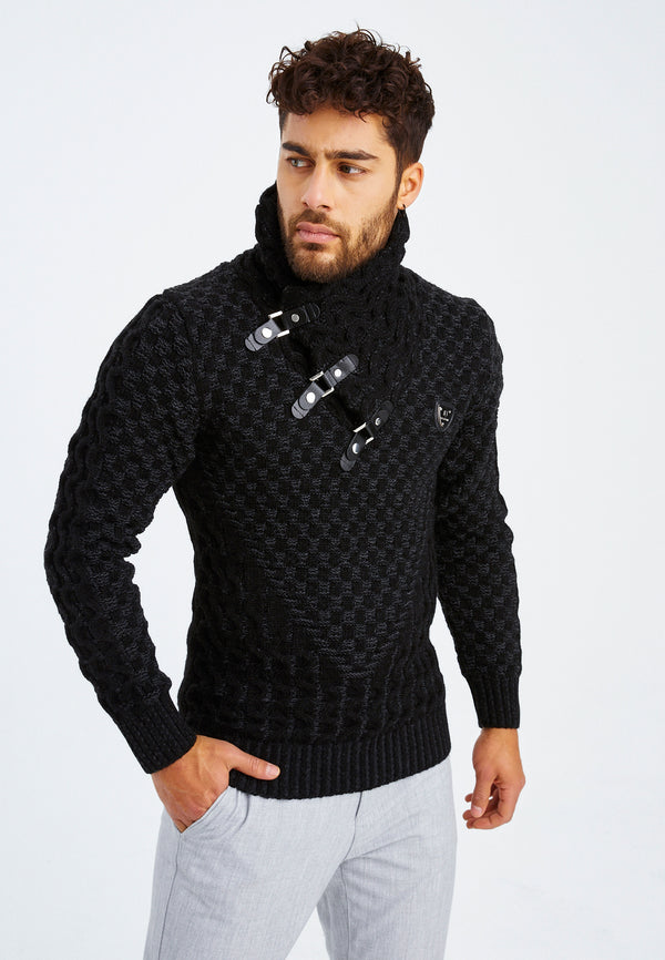 Leif Nelson Strickpullover Grobstrick mit Schalkragen