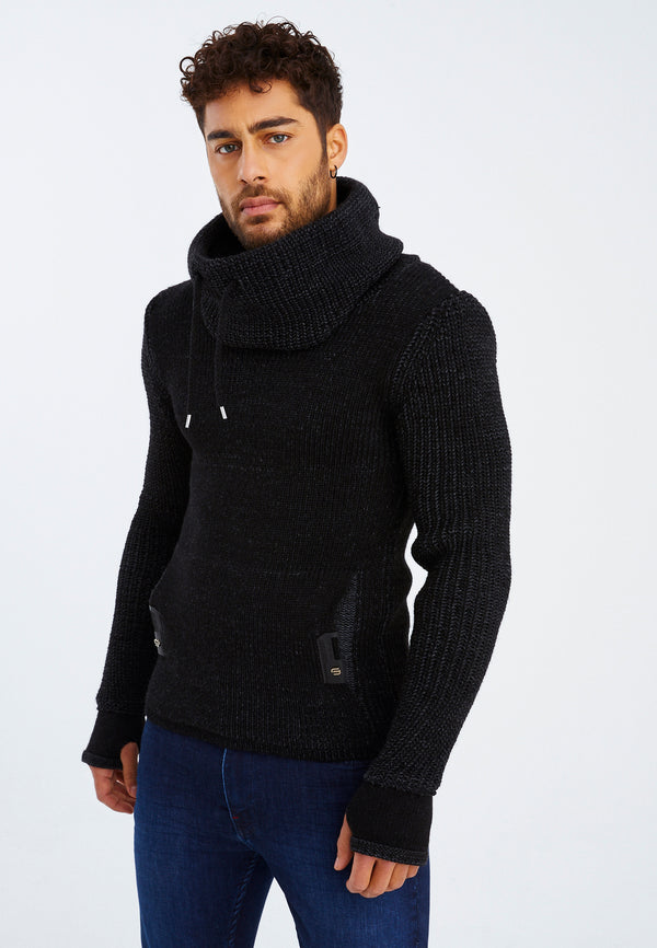 Leif Nelson Strickpullover Grobstrick mit Schalkragen