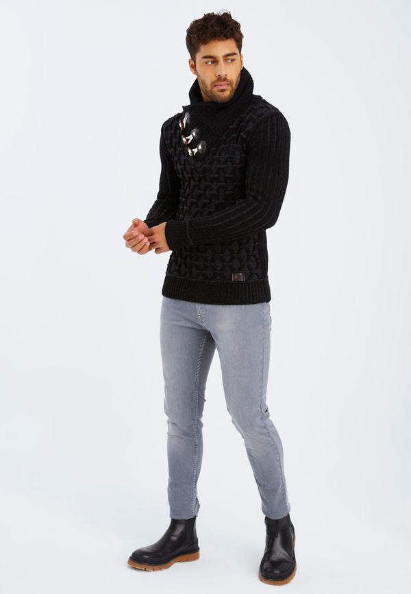 Leif Nelson Strickpullover Grobstrick Mit Schalkragen