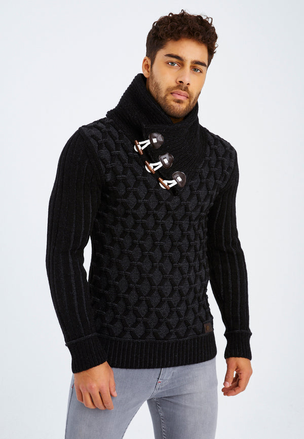 Leif Nelson Strickpullover Grobstrick mit Schalkragen