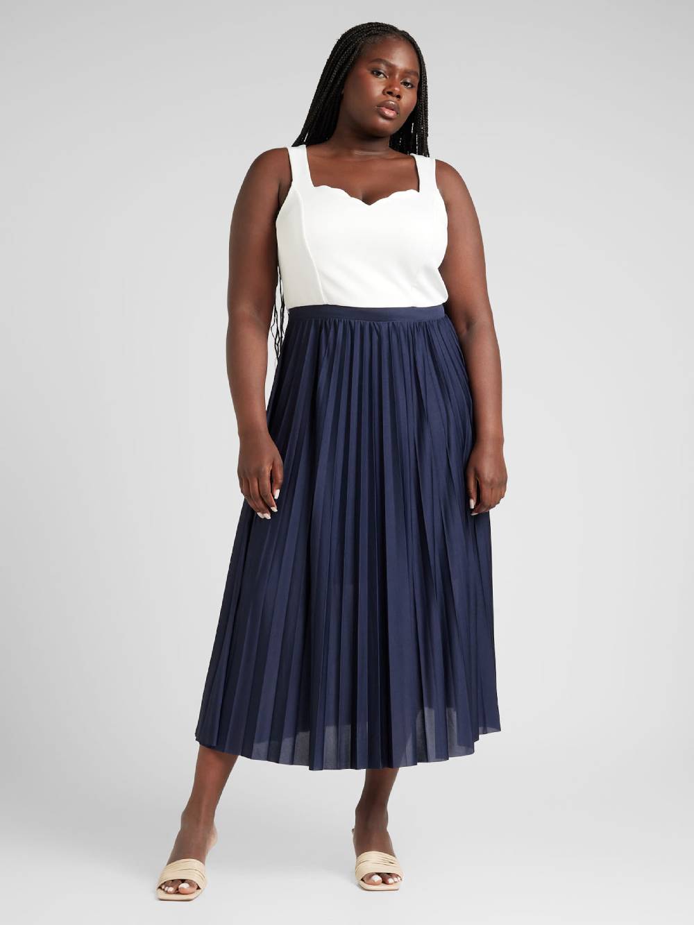 ABOUT YOU Curvy Dress 'Mara' In Blue, White