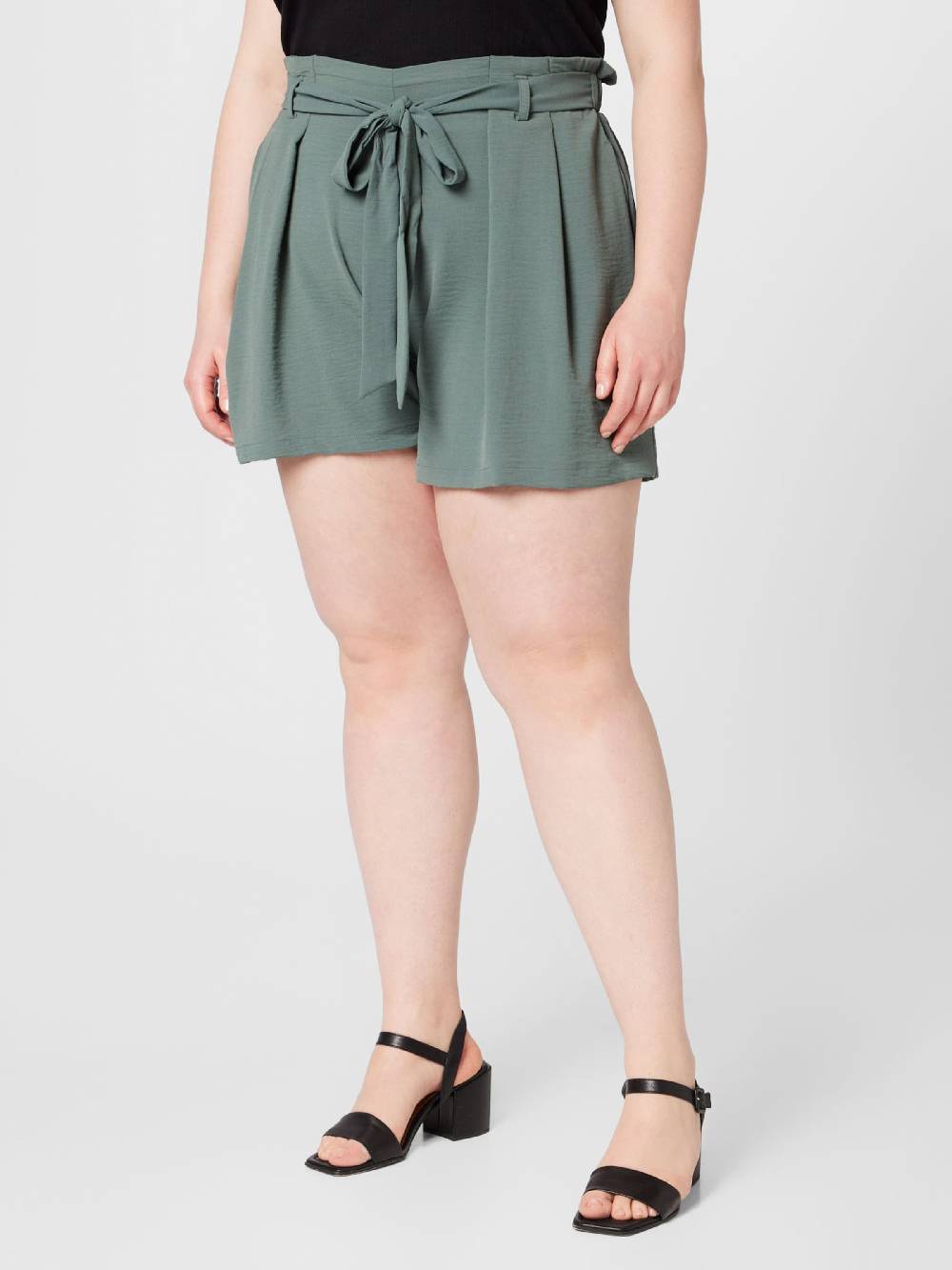 ABOUT YOU Curvy Loose Fit Pleat-Front Pants 'Lia' In Pastel Green