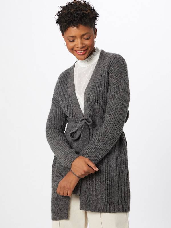 ABOUT YOU Knit Cardigan 'Aleana' in Anthracite