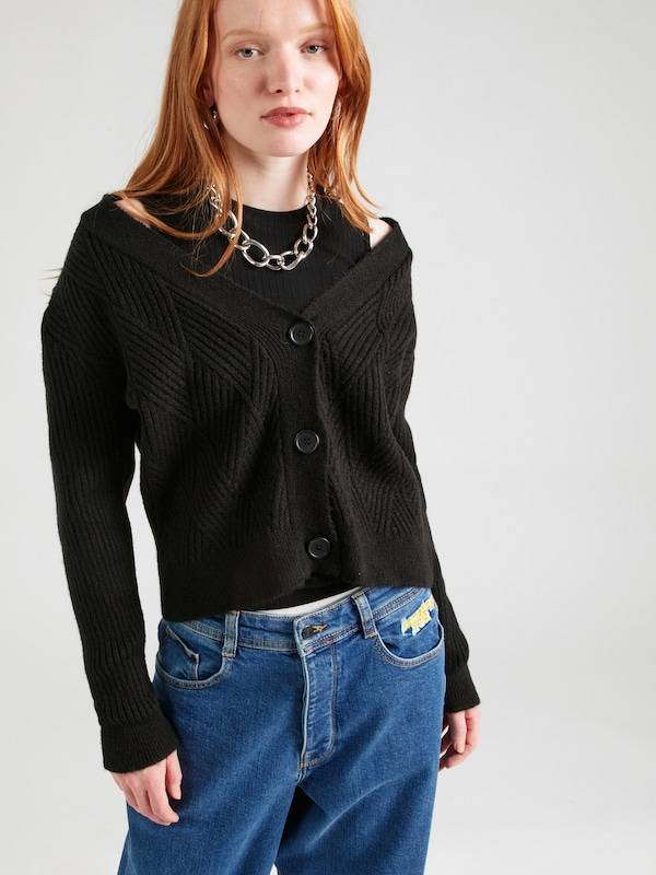 ABOUT YOU Knit Cardigan 'Elisabeth Cardigan' in Black