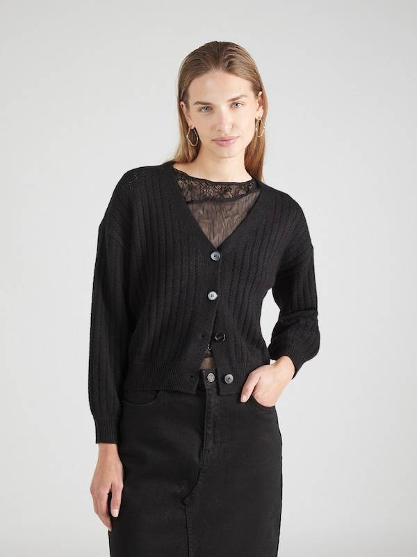 ABOUT YOU Knit Cardigan 'Eve' in Black