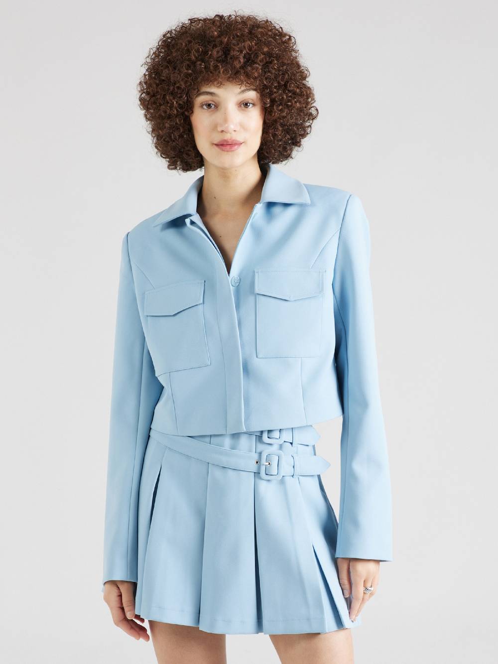 ABOUT YOU X Iconic By Tatiana Kucharova Between-Season Jacket 'Mia' In Light Blue