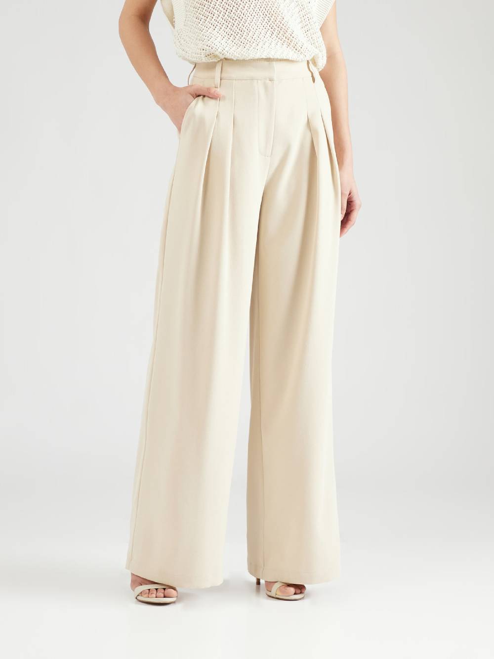 ABOUT YOU X Iconic By Tatiana Kucharova Loose Fit Pleat-Front Pants 'Mathilda' In Cream