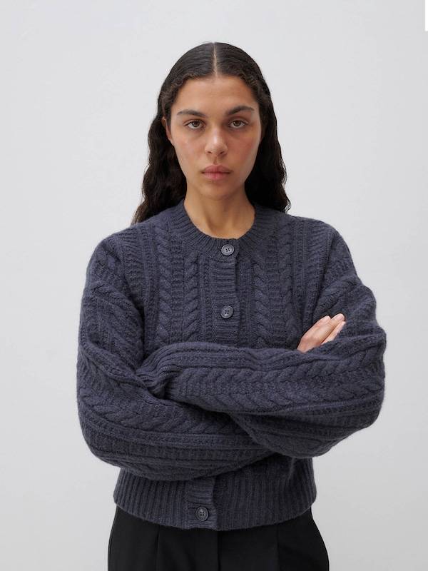 ABOUT YOU x Marie von Behrens Knit Cardigan 'Rosie' in Basalt Grey