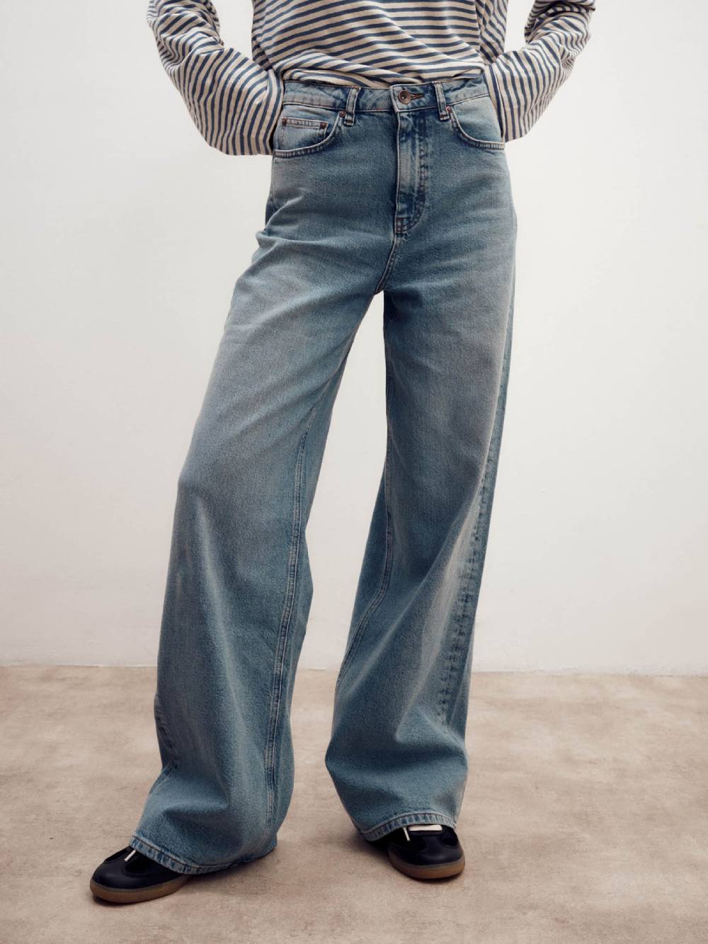 ABOUT YOU X Marie Von Behrens Wide Leg Jeans 'Sina' In Blue Denim