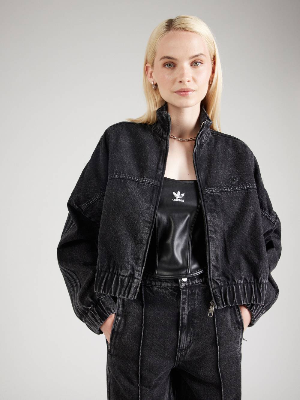 ADIDAS ORIGINALS Between-Season Jacket 'Ess' In Black Denim