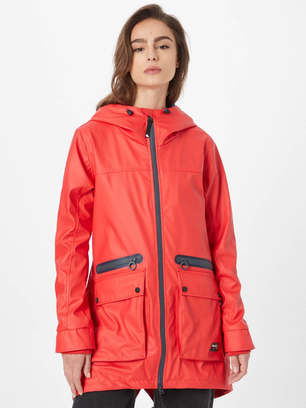 Alife And Kickin Between-Seasons Coat 'AudreyAK' In Fire Red