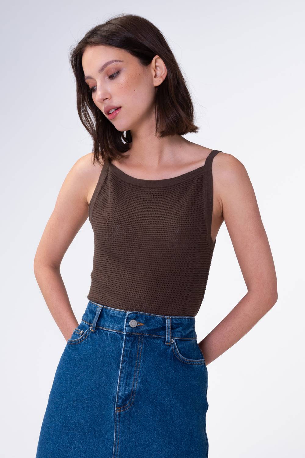 Aligne Knitted Top 'GALIEA' In Brown