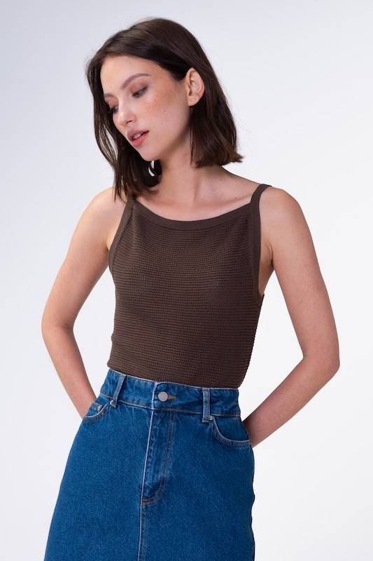 Aligne Knitted Top 'GALIEA' in Brown