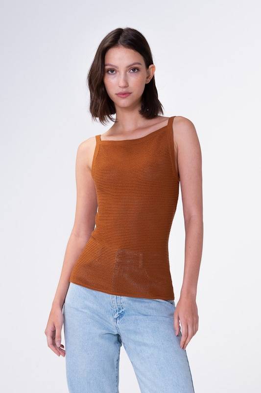 Aligne Knitted Top 'Galiea' in Caramel