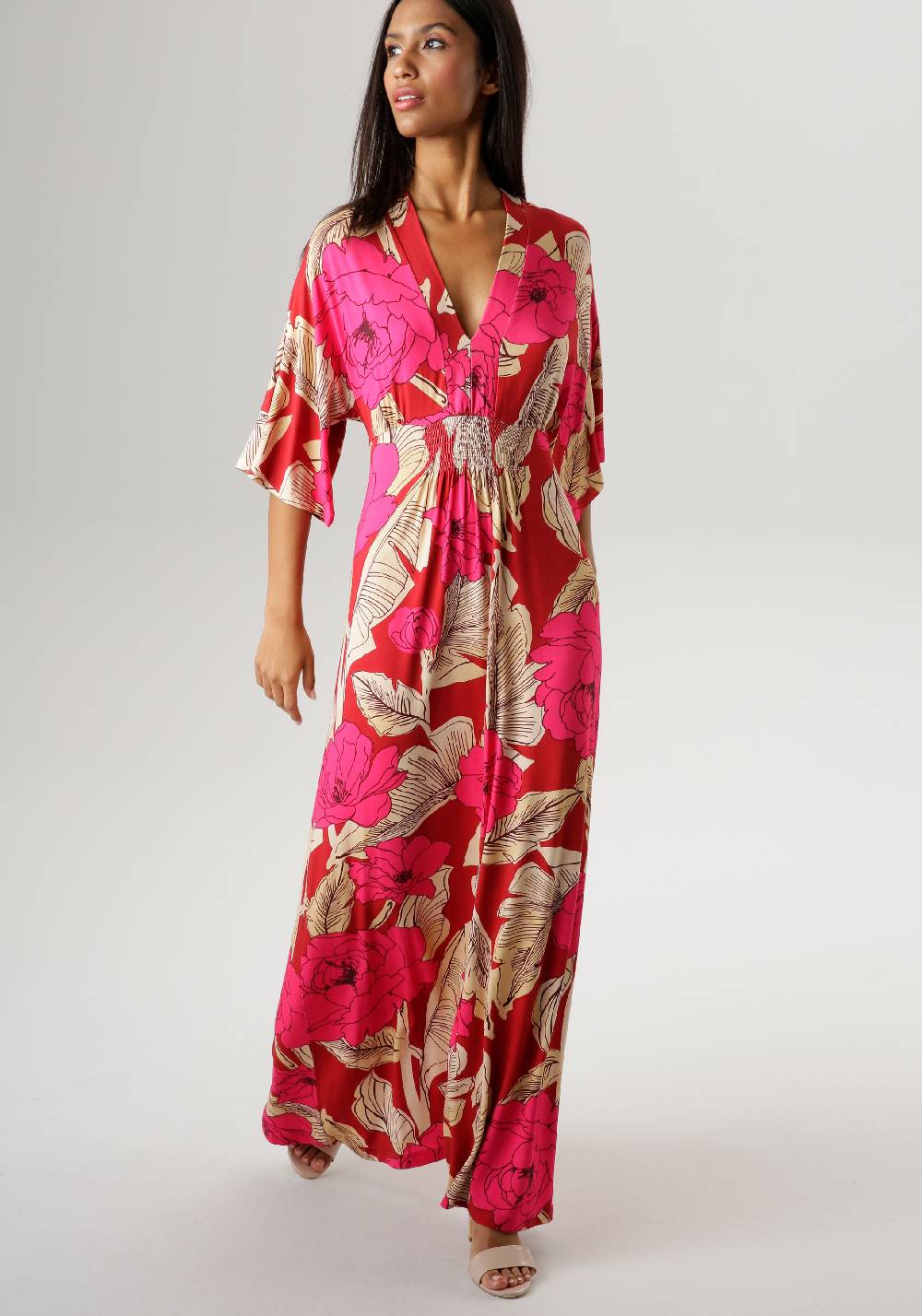 Aniston SELECTED Summer Dress In Dark Red