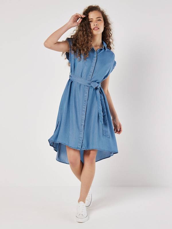 Apricot Shirt Dress in Blue