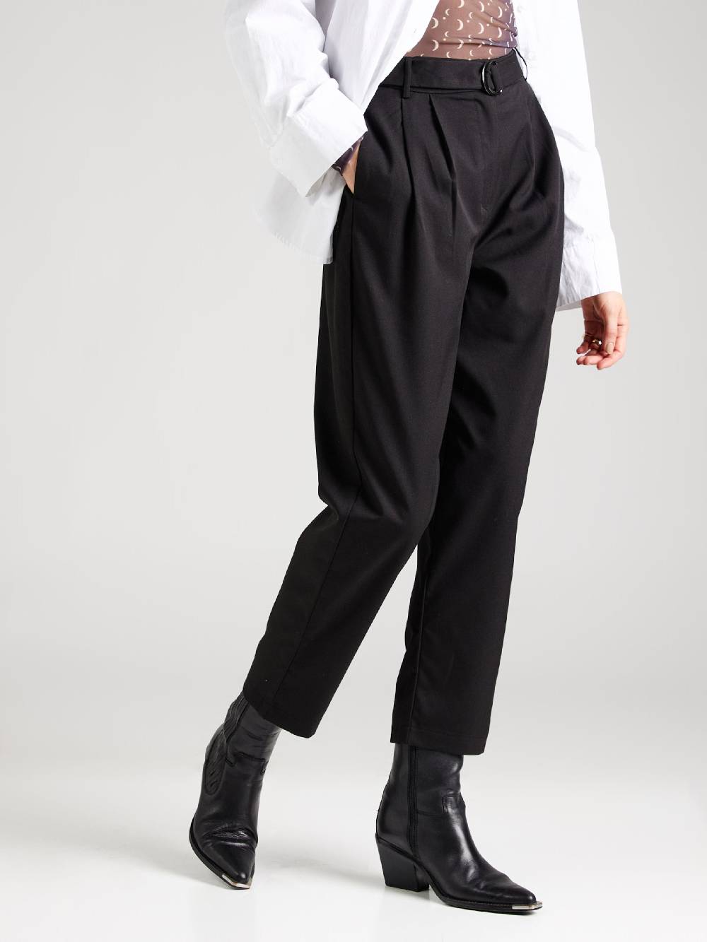 Aware Tapered Pleat-Front Pants In Black