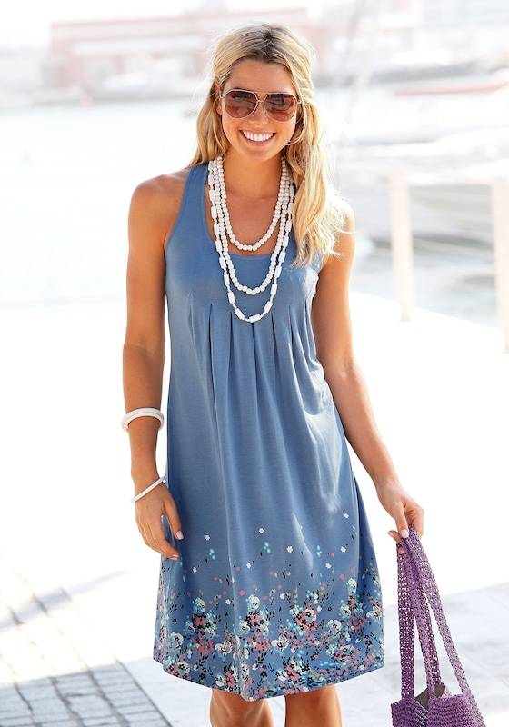 BEACH TIME Beach Dress in Aqua, Dusty Blue