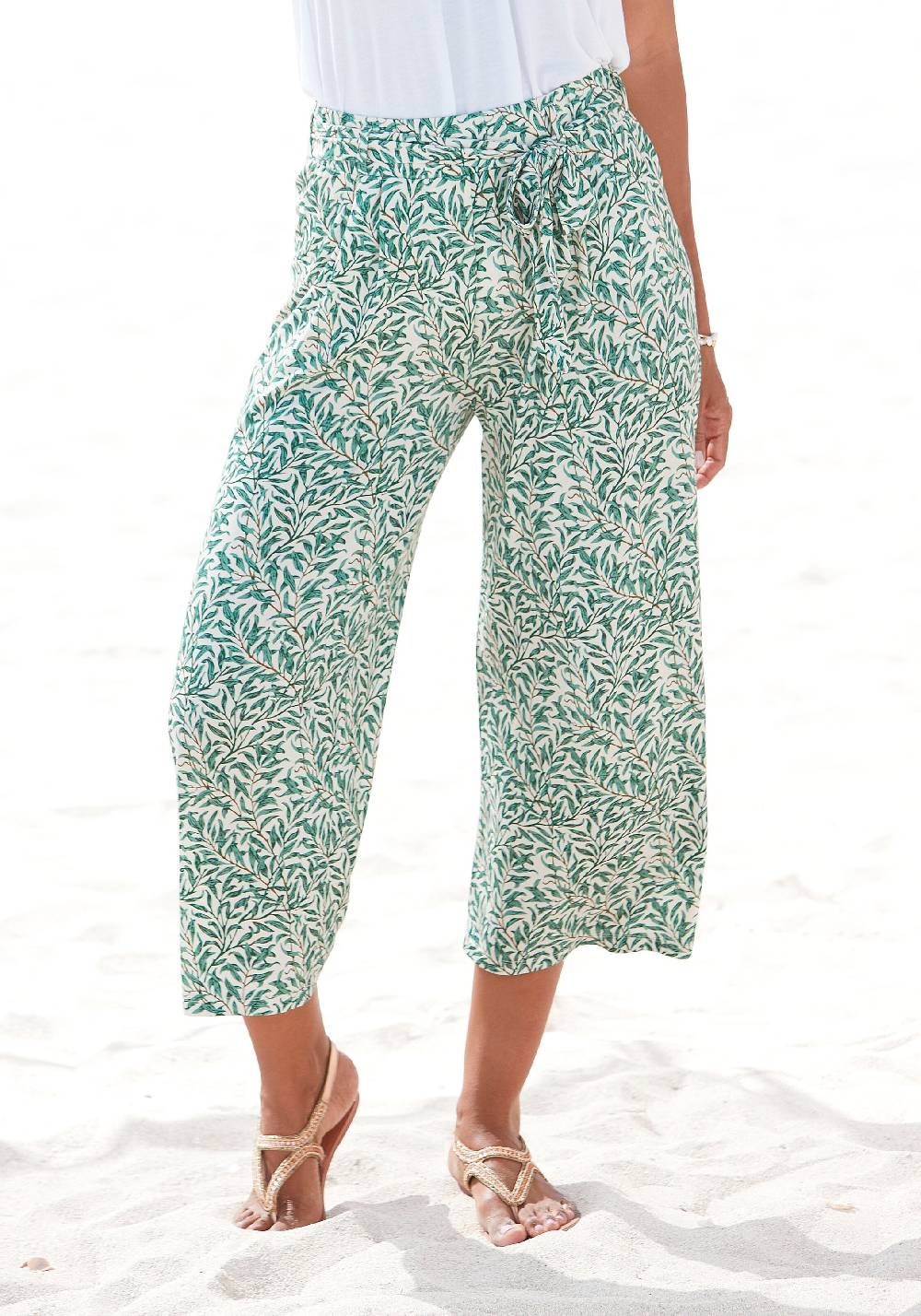 BEACH TIME Wide Leg Pants 'Beach Time' In Green, Pastel Green
