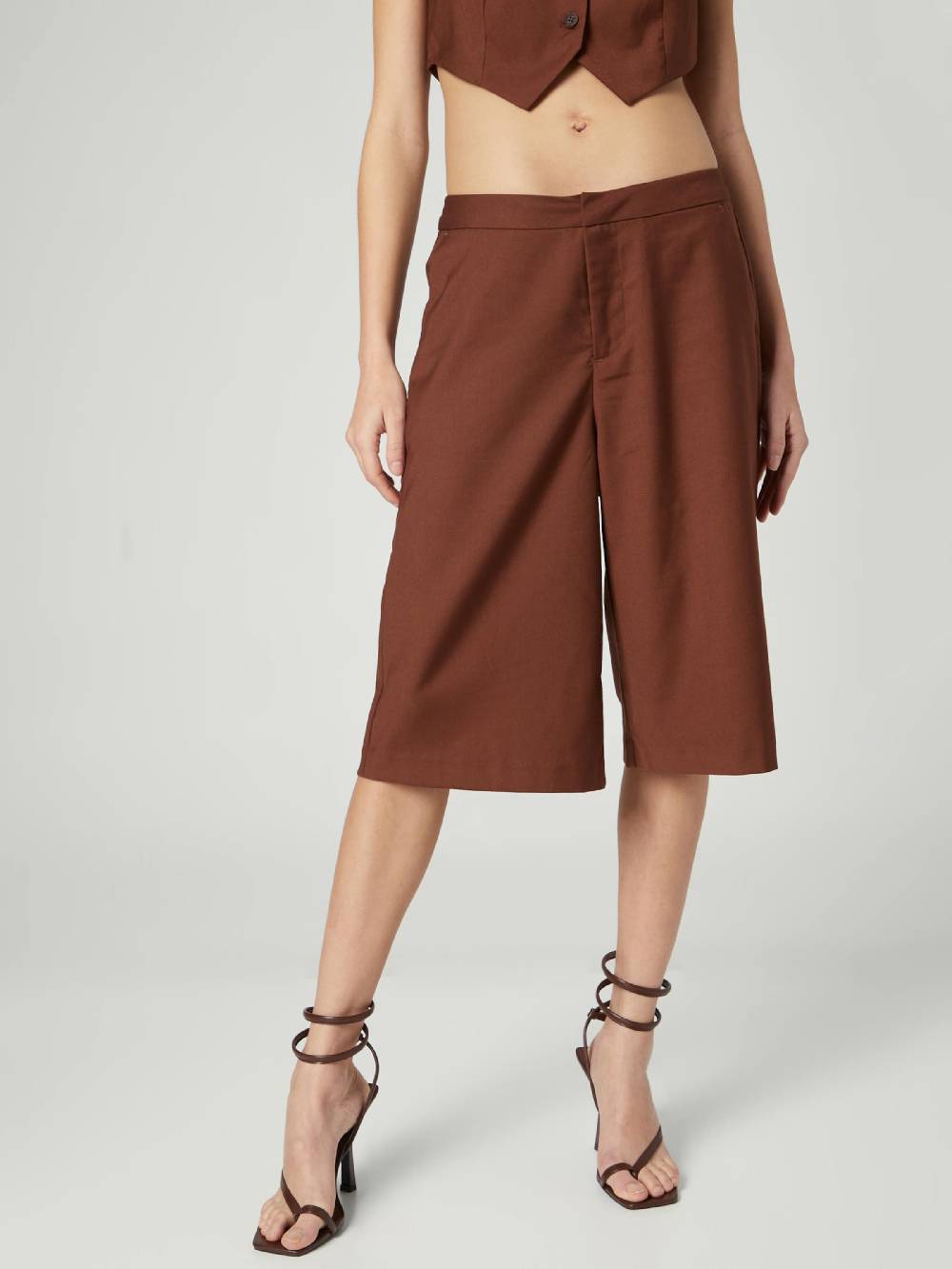 Bella X ABOUT YOU Wide Leg Pants 'Vanessa' In Brown