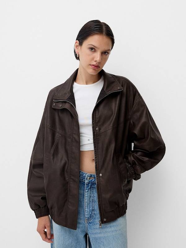 Bershka Between-Season Jacket in Dark Brown