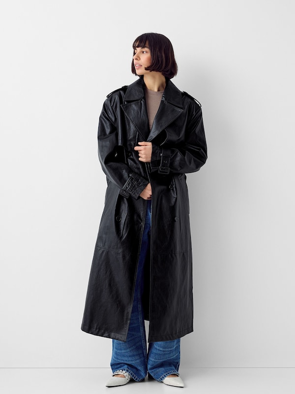 Bershka Between-Seasons Coat In Black