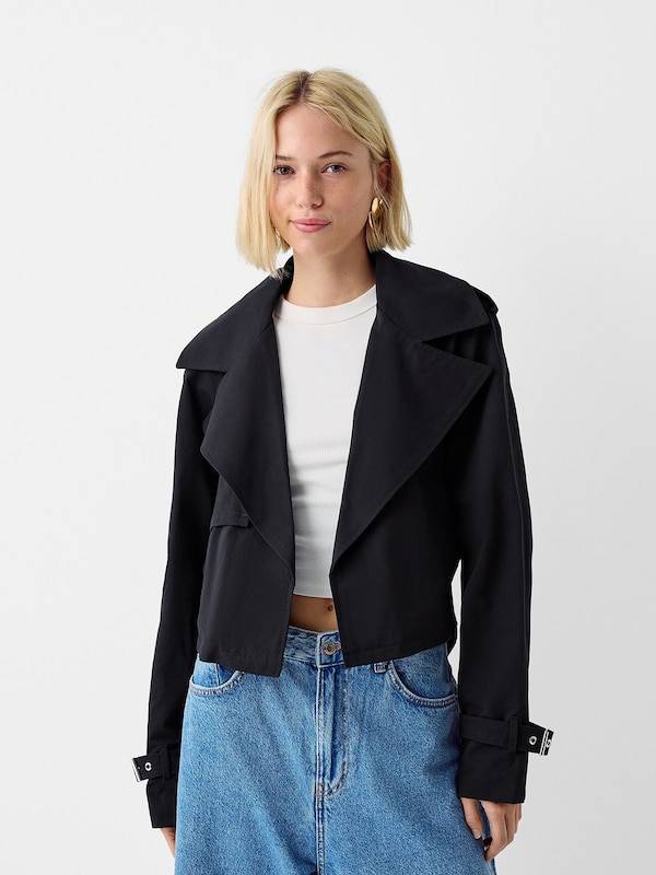 Bershka Between-Seasons Coat in Black
