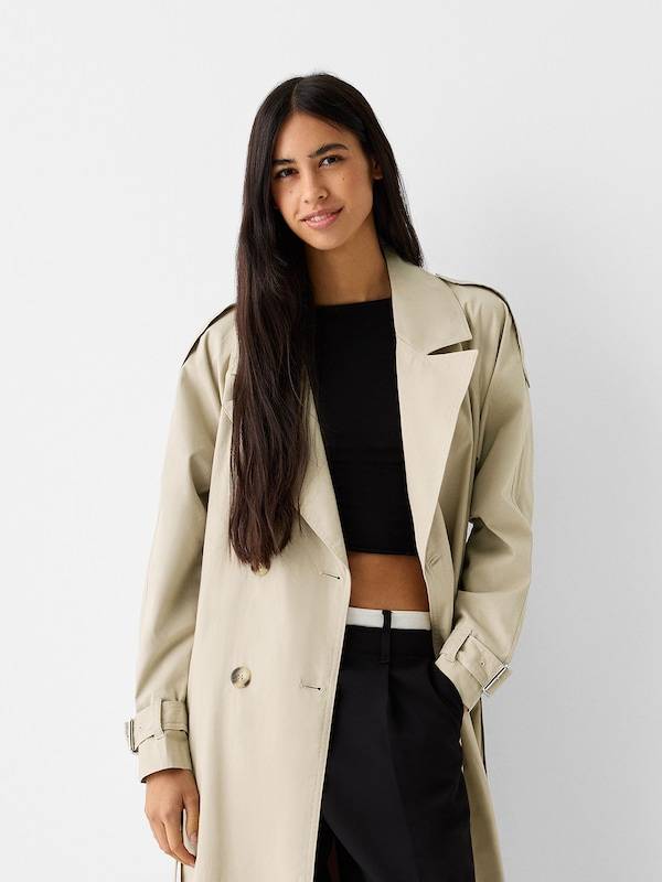 Bershka Between-Seasons Coat in Sand