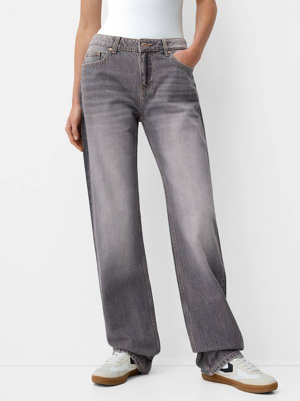 Bershka Loose Fit Jeans In Grey Denim