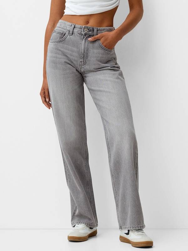 Bershka Loose fit Jeans in Grey Denim