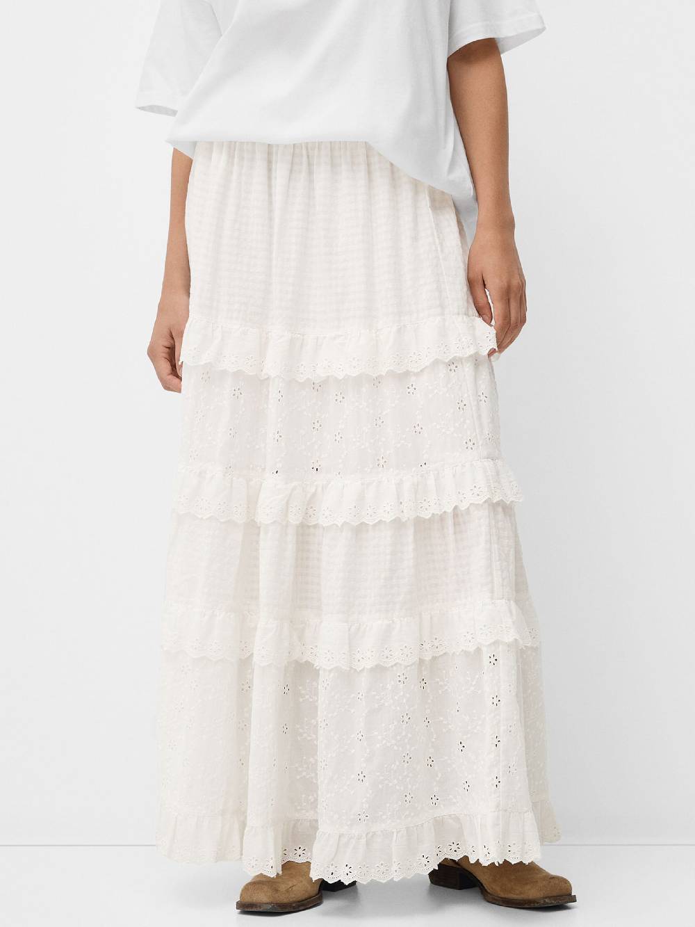 Bershka Skirt In Ecru