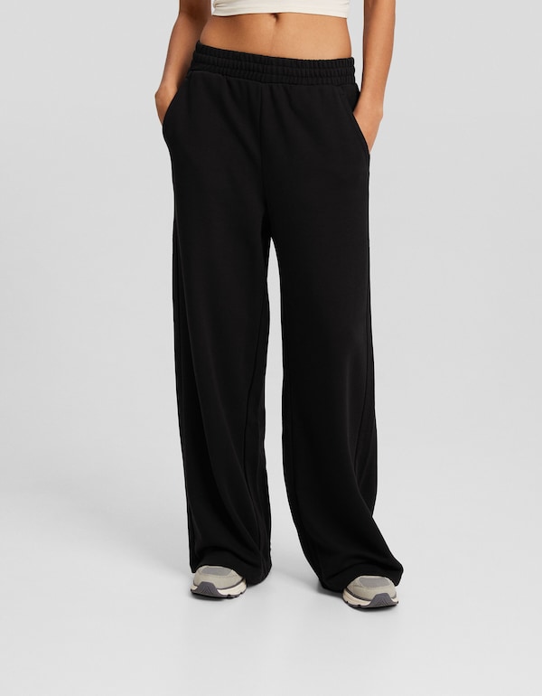 Bershka Wide leg Pants in Black