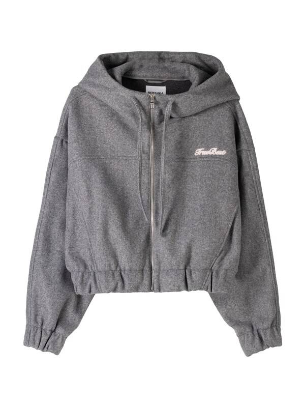 Bershka Zip-Up Hoodie in Dark Grey
