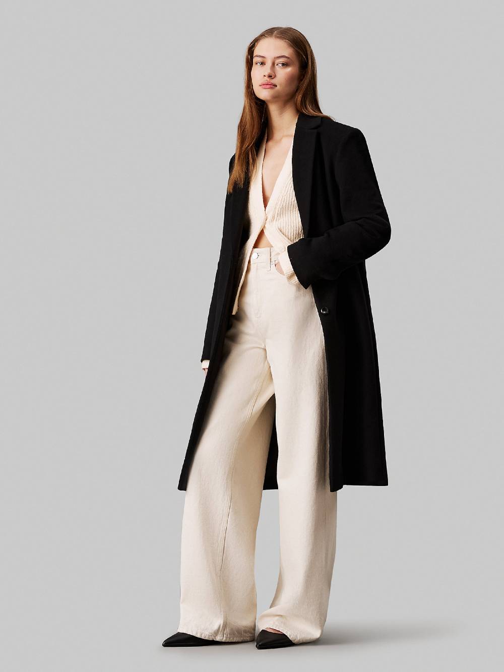 Calvin Klein Between-Seasons Coat In Black