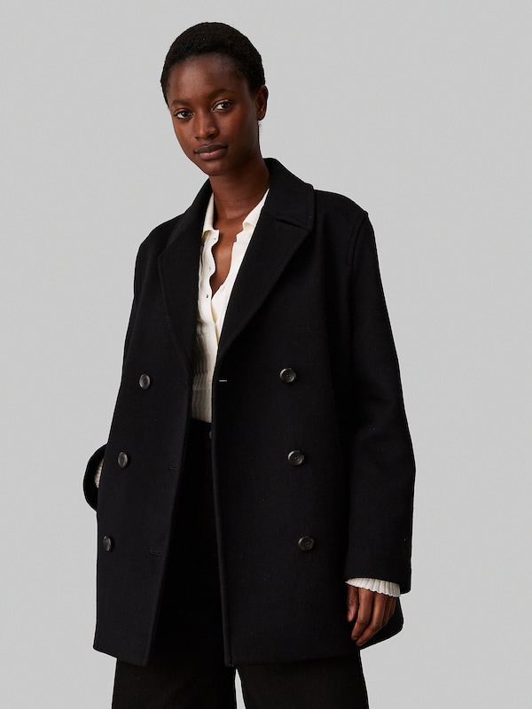 Calvin Klein Between-Seasons Coat in Black